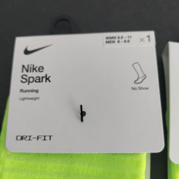 NWT (3) Pair Nike Spark No Show Womens 9.5-11 Yellow DRI-FIT Running Socks - Picture 2 of 5